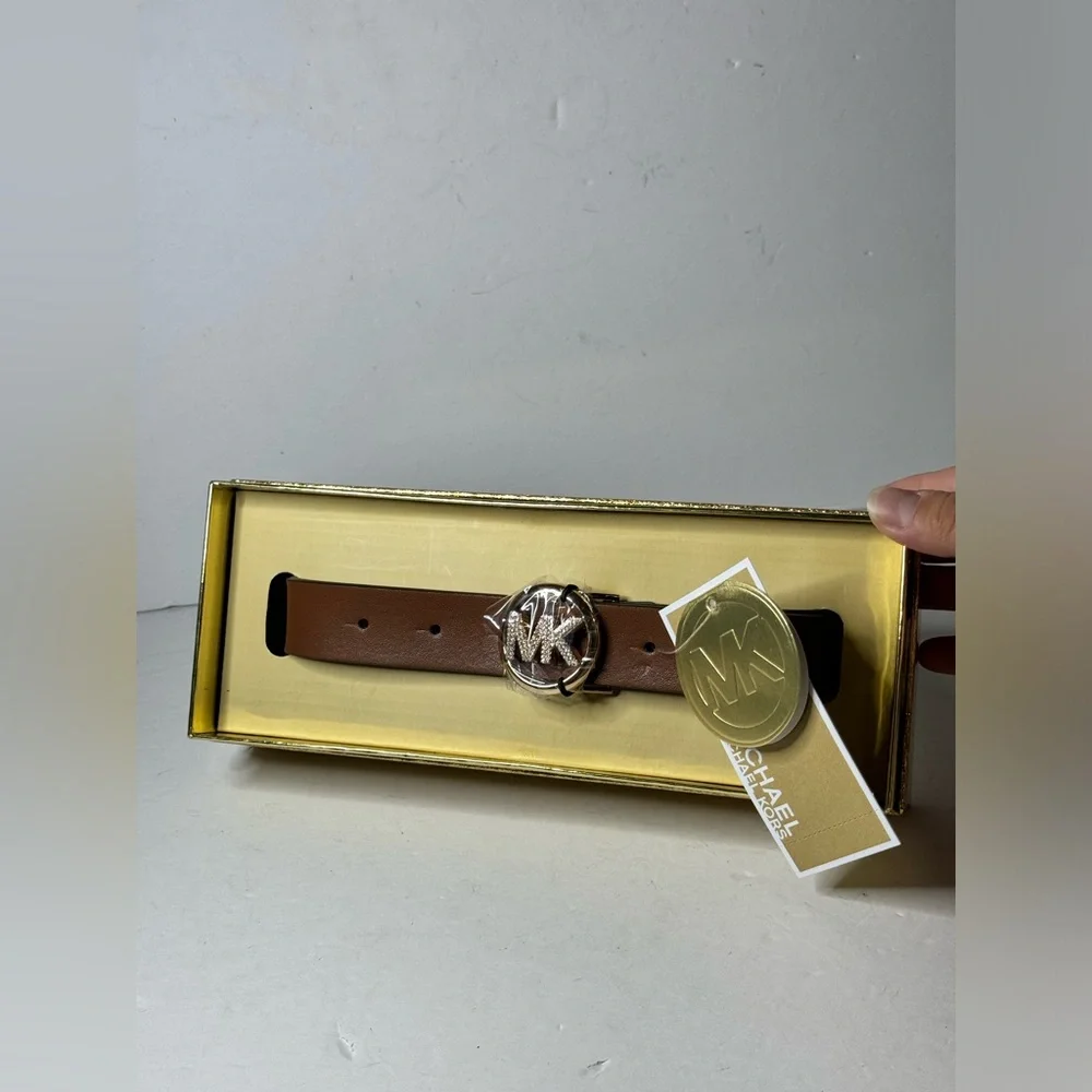 Michael Kors MK Belt Women's Brown With Rhinestones and Logo 28 MM size S/M